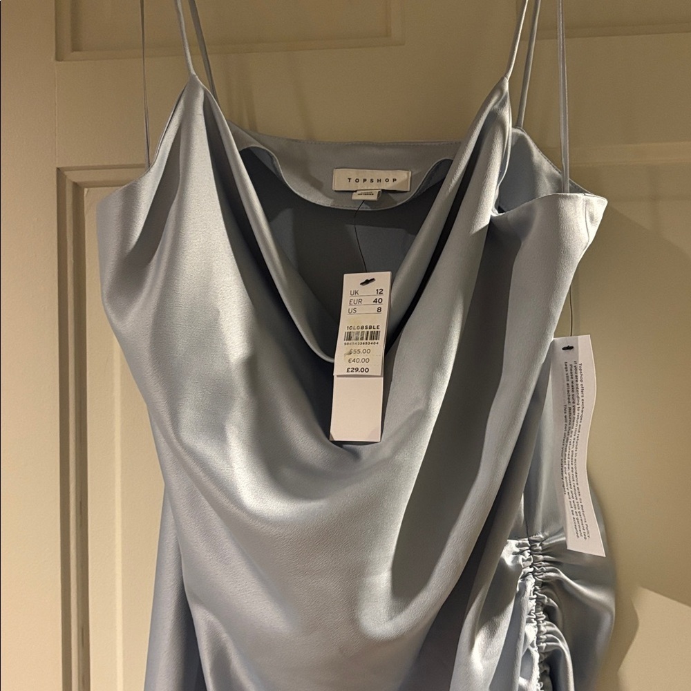 Topshop ruched side strappy satin mini dress - Picture 4 of 9
